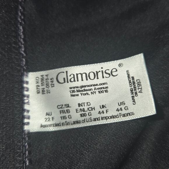 Glamorise Front-Cloure Underwire Bra 44G Black Lace Polka Dot Full Coverage - Picture 9 of 10